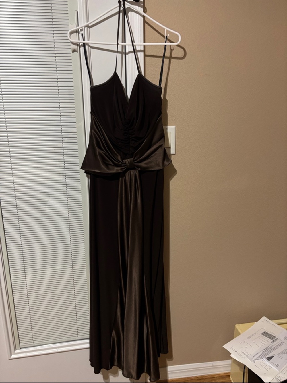 Scott McClintock Brown Satin Maxi Dress. Worn once!